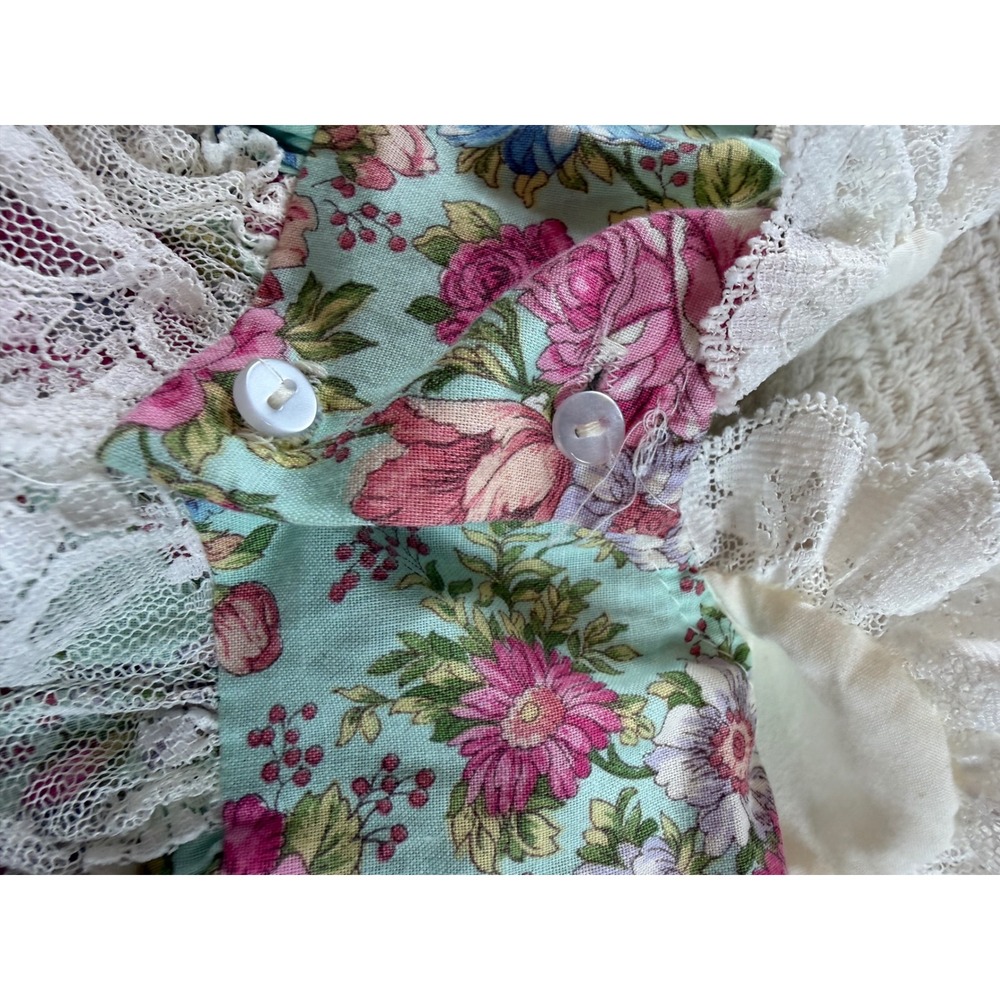 Allison Ann Vintage Floral Lace Preemie Baby Dress Pink Blue Cotton Made in USA - Picture 4 of 12